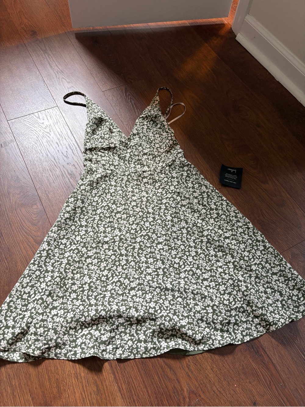 Lulu's Olive Green Floral Slip Mini Dress